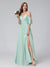 A-Line V-Neck Chiffon Long Bridesmaid Dresses With Split Side & Spaghetti Straps