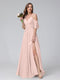 A-Line V-Neck Chiffon Long Bridesmaid Dresses With Split Side & Spaghetti Straps