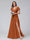 A-Line V-Neck Short Sleeves Long Chiffon Bridesmaid Dresses With Split Side