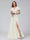 A-Line V-Neck Short Sleeves Long Chiffon Bridesmaid Dresses With Split Side