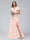 A-Line V-Neck Short Sleeves Long Chiffon Bridesmaid Dresses With Split Side