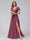 A-Line V-Neck Short Sleeves Long Chiffon Bridesmaid Dresses With Split Side