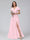 A-Line V-Neck Short Sleeves Long Chiffon Bridesmaid Dresses With Split Side