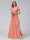 A-Line V-Neck Short Sleeves Long Chiffon Bridesmaid Dresses With Split Side