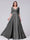 A-Line V-Neck Half Sleeves Applique Long Satin Bridesmaid Dresses With Split Side Pockets