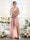 A-Line V-Neck Short Sleeves Split Side Floor-Length Chiffon Bridesmaid Dresses