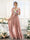 A-Line V-Neck Short Sleeves Split Side Floor-Length Chiffon Bridesmaid Dresses