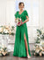 A-Line V-Neck Short Sleeves Split Side Floor-Length Chiffon Bridesmaid Dresses