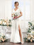 A-Line V-Neck Short Sleeves Split Side Floor-Length Chiffon Bridesmaid Dresses