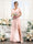A-Line V-Neck Short Sleeves Split Side Floor-Length Chiffon Bridesmaid Dresses