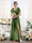 A-Line V-Neck Short Sleeves Split Side Floor-Length Chiffon Bridesmaid Dresses