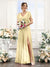 A-Line V-Neck Short Sleeves Split Side Floor-Length Chiffon Bridesmaid Dresses