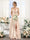 A-Line V-Neck Spaghetti Straps Split Side Floor-Length Chiffon Bridesmaid Dresses