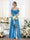 A-Line V-Neck Spaghetti Straps Split Side Floor-Length Chiffon Bridesmaid Dresses