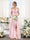 A-Line V-Neck Spaghetti Straps Split Side Floor-Length Chiffon Bridesmaid Dresses