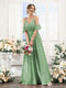 A-Line Spaghetti Straps Split Side Ruched Floor-Length Chiffon Bridesmaid Dresses