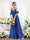 A-Line Spaghetti Straps Split Side Ruched Floor-Length Chiffon Bridesmaid Dresses
