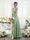 A-Line V-Neck Split Side Ruched Floor-Length Chiffon Bridesmaid Dresses