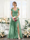 A-Line V-Neck Split Side Ruched Floor-Length Chiffon Bridesmaid Dresses