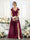 A-Line V-Neck Split Side Ruched Floor-Length Chiffon Bridesmaid Dresses