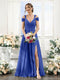A-Line V-Neck Split Side Ruched Floor-Length Chiffon Bridesmaid Dresses