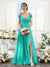 A-Line V-Neck Split Side Ruched Floor-Length Chiffon Bridesmaid Dresses