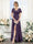 A-Line V-Neck Short Sleeves Split Side Ruched Floor-Length Chiffon Bridesmaid Dresses