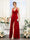 A-Line V-Neck Spaghetti Straps Sleeveless Split Side Floor-Length Velvet Dresses