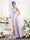 A-Line V-Neck Spaghetti Straps Sleeveless Split Side Floor-Length Chiffon Bridesmaid Dresses