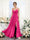 A-Line V-Neck Spaghetti Straps Sleeveless Split Side Floor-Length Chiffon Bridesmaid Dresses