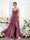 A-Line V-Neck Spaghetti Straps Sleeveless Split Side Floor-Length Chiffon Bridesmaid Dresses