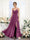 A-Line V-Neck Spaghetti Straps Sleeveless Split Side Floor-Length Chiffon Bridesmaid Dresses