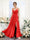 A-Line V-Neck Spaghetti Straps Sleeveless Split Side Floor-Length Chiffon Bridesmaid Dresses