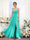 A-Line V-Neck Spaghetti Straps Sleeveless Split Side Floor-Length Chiffon Bridesmaid Dresses