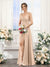 A-Line Spaghetti Straps Sleeveless Ruched Split Side Floor-Length Silk Satin Bridesmaid Dresses