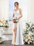 A-Line Spaghetti Straps Sleeveless Ruched Split Side Floor-Length Silk Satin Bridesmaid Dresses