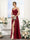 A-Line Spaghetti Straps Sleeveless Ruched Split Side Floor-Length Silk Satin Bridesmaid Dresses
