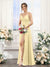 A-Line Spaghetti Straps Sleeveless Ruched Split Side Floor-Length Silk Satin Bridesmaid Dresses