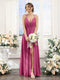 A-Line Spaghetti Straps Sleeveless Backless Split Side Floor-Length Chiffon Bridesmaid Dresses