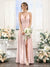 A-Line Spaghetti Straps Sleeveless Backless Split Side Floor-Length Chiffon Bridesmaid Dresses