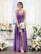 A-Line Spaghetti Straps Sleeveless Backless Split Side Floor-Length Chiffon Bridesmaid Dresses