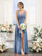 A-Line Spaghetti Straps Sleeveless Backless Split Side Floor-Length Chiffon Bridesmaid Dresses