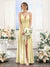 A-Line Spaghetti Straps Sleeveless Backless Split Side Floor-Length Chiffon Bridesmaid Dresses