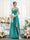 A-Line Ruched V-Neck Spaghetti Straps Split Side Floor-Length Chiffon Bridesmaid Dresses