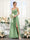 A-Line Ruched V-Neck Spaghetti Straps Split Side Floor-Length Chiffon Bridesmaid Dresses