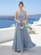 A-Line Halter Sleeveless Ruched Floor-Length Chiffon Bridesmaid Dresses
