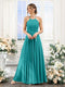 A-Line Halter Sleeveless Ruched Floor-Length Chiffon Bridesmaid Dresses