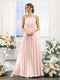 A-Line Halter Sleeveless Ruched Floor-Length Chiffon Bridesmaid Dresses
