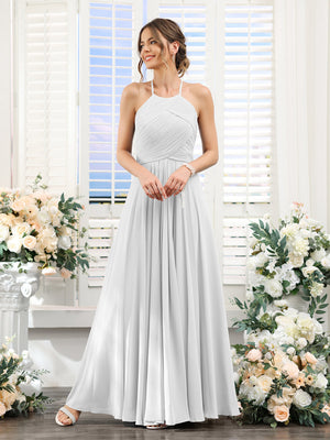 Lavetir Bridesmaid Dresses Light Pink A-Line Halter Sleeveless Ruched Floor-Length Chiffon 2026 Lavetir Bridesmaid Dresses Light Pink A-Line Halter Sleeveless Ruched Floor-Length Chiffon 2026
