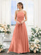 A-Line Halter Sleeveless Ruched Floor-Length Chiffon Bridesmaid Dresses